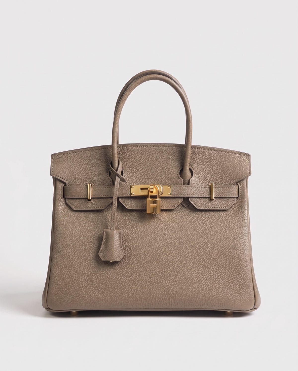 Lock Medium leather top-handle bag in Taupe – front view