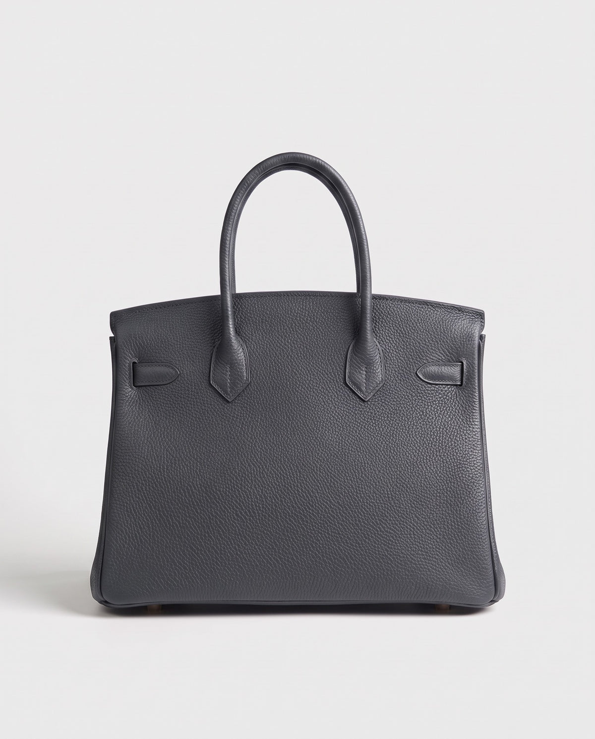 Lock Small leather top-handle bag in Charcoal – back view