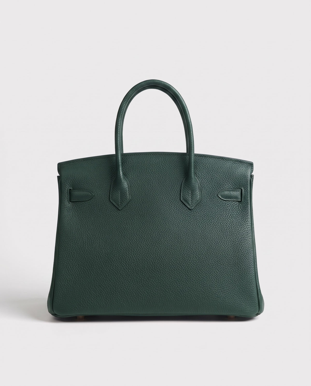 Lock Small leather top-handle bag in Emerald – back view