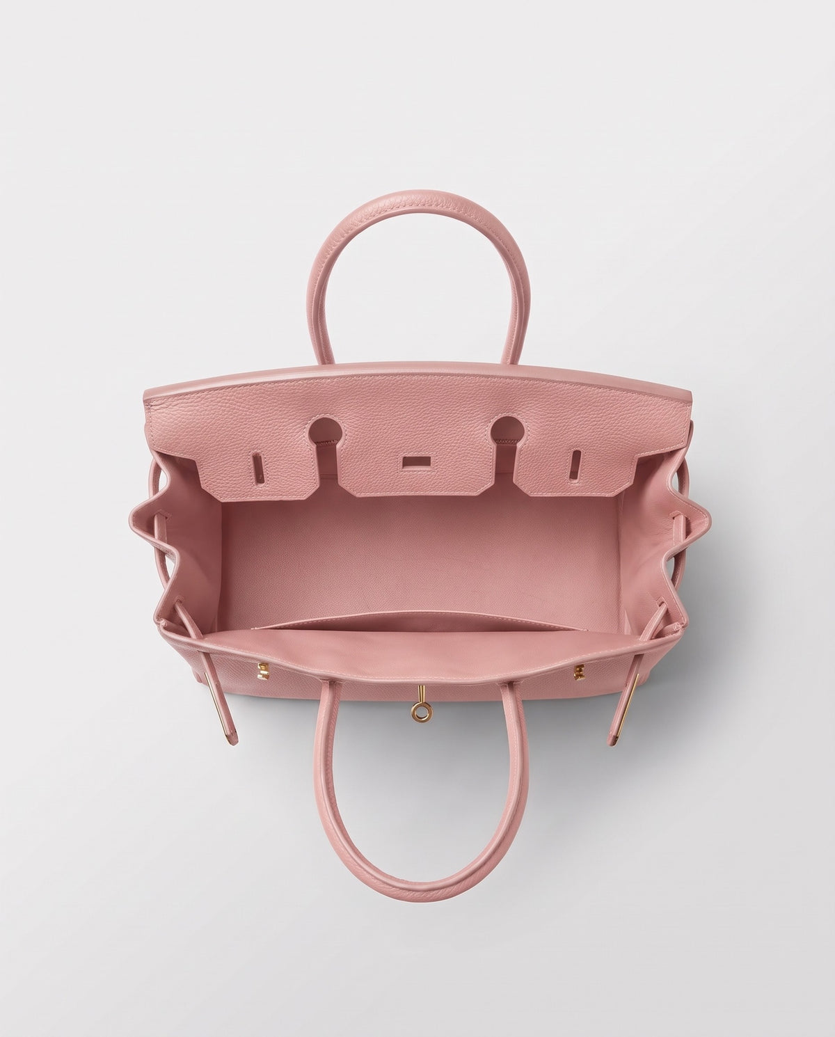 Lock Small leather top-handle bag in Pink – inside view showing the leather lining