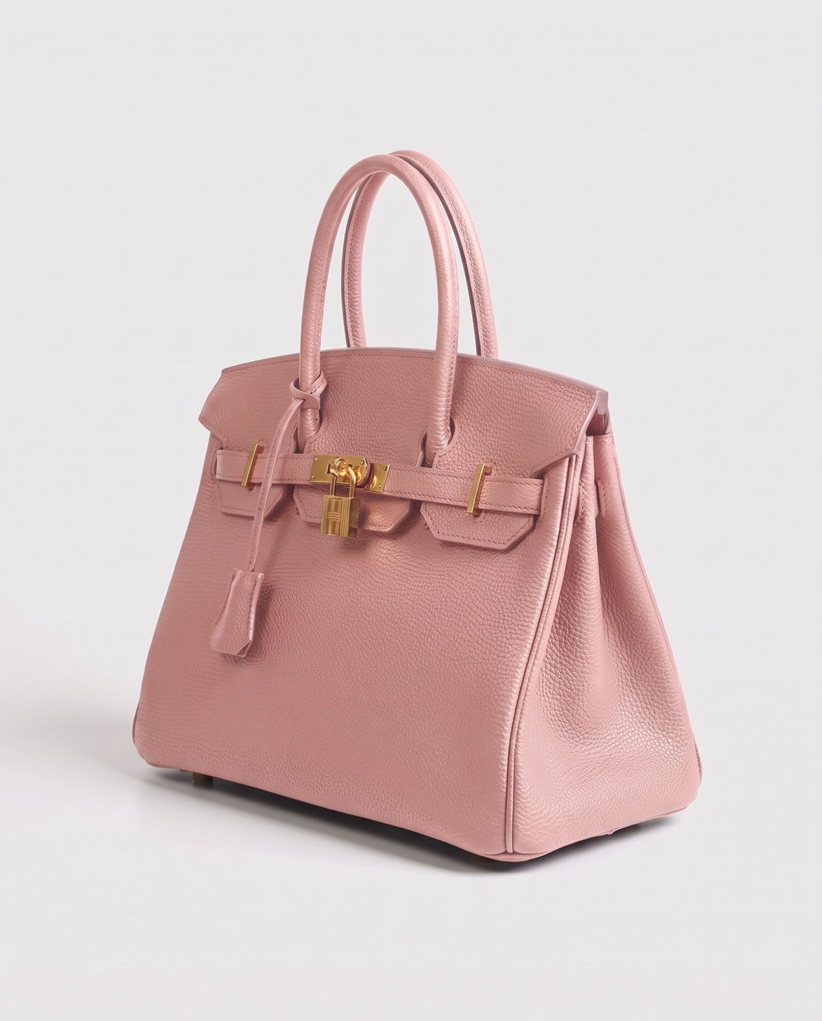 Lock Small leather top-handle bag in Pink – three-quarter view