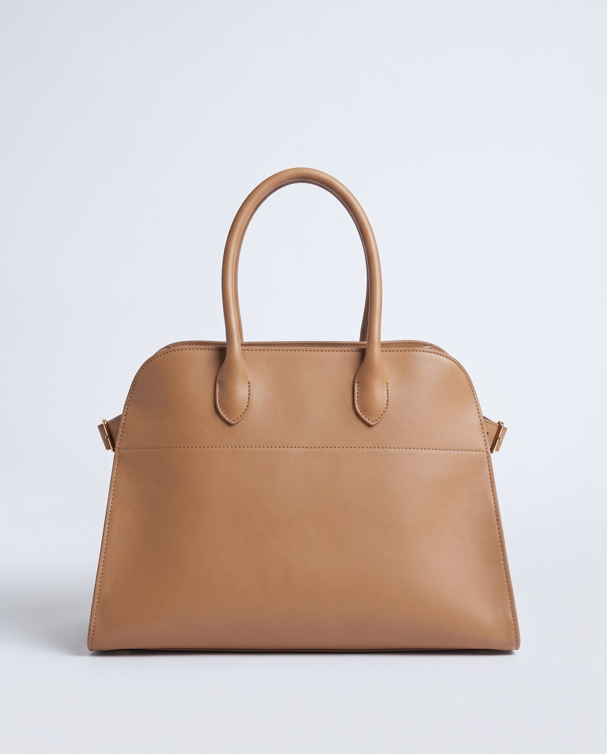 Milano Large slouchy top-handle bag in Camel leather – front view