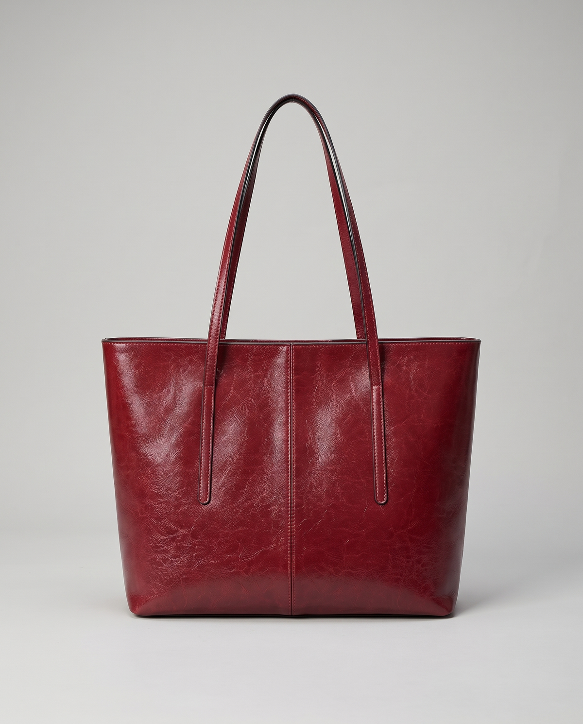 Molo oil-waxed leather tote in red, front view