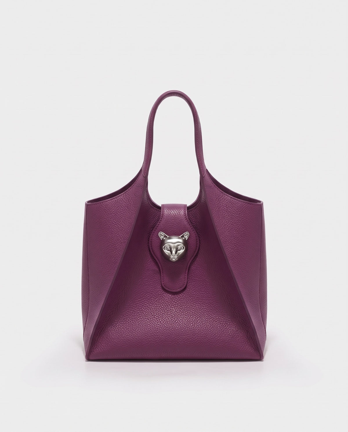Onda leather tote in Purple – front view