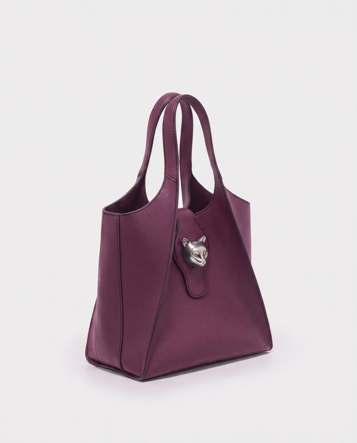 Onda leather tote in Purple – three-quarter view