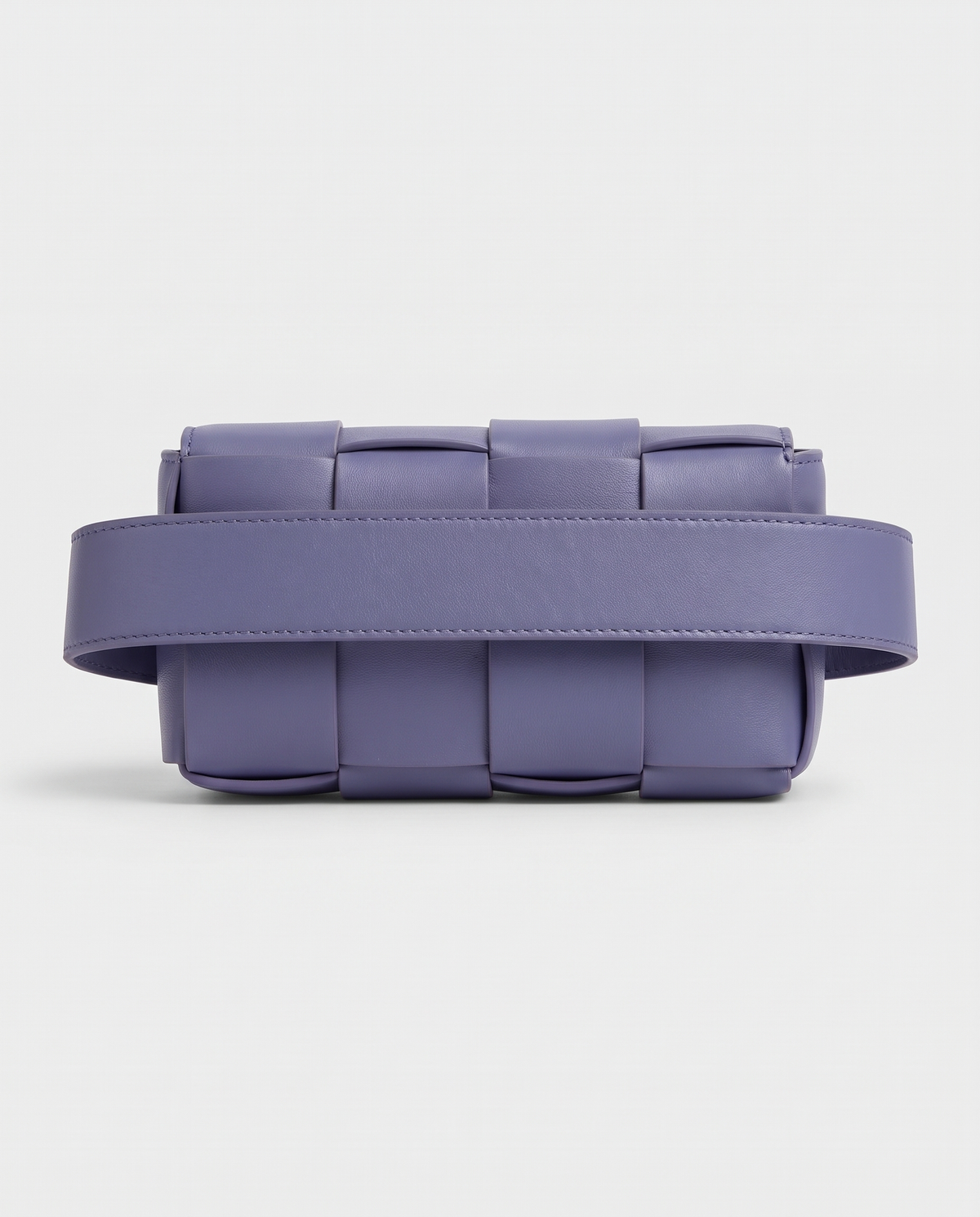Cassette padded woven leather belt bag in Purple – back view showing the belt strap