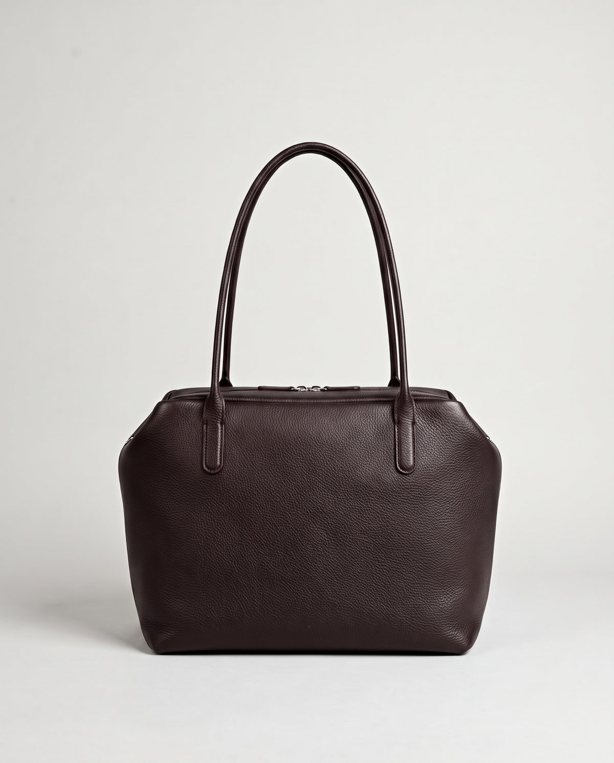 Pavia leather tote in Chocolate – front view