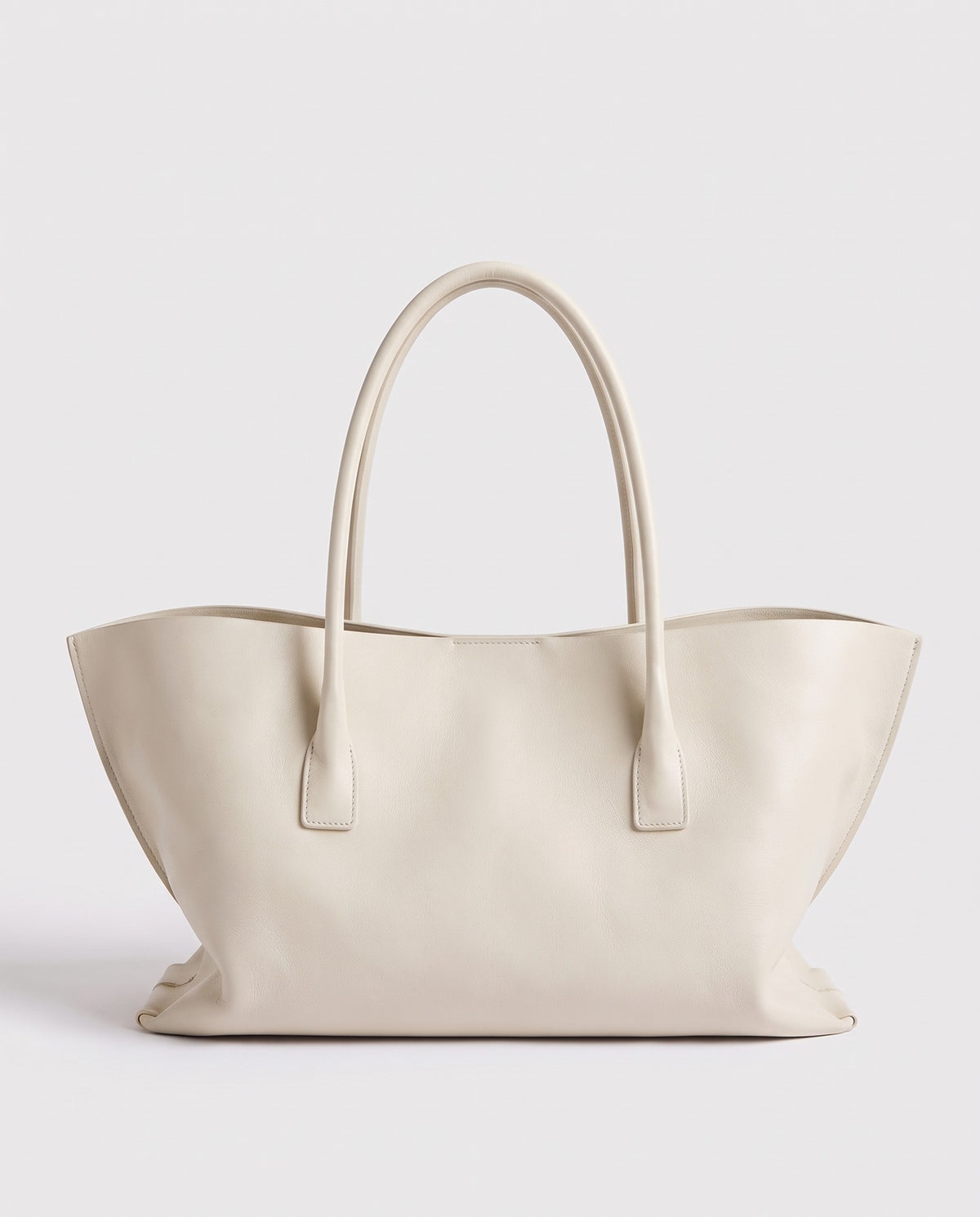 Piano leather tote in Ivory – front view