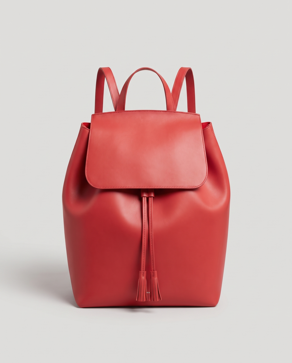 Roam Large leather backpack in Red – front view
