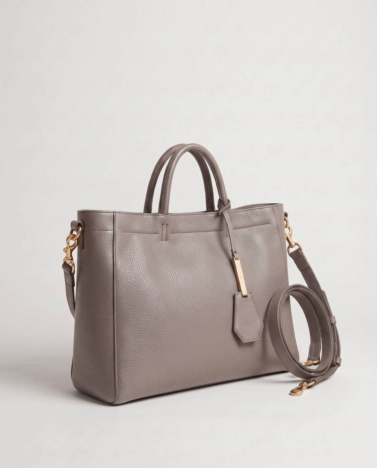 Torre Small leather tote in Grey – three-quarter view