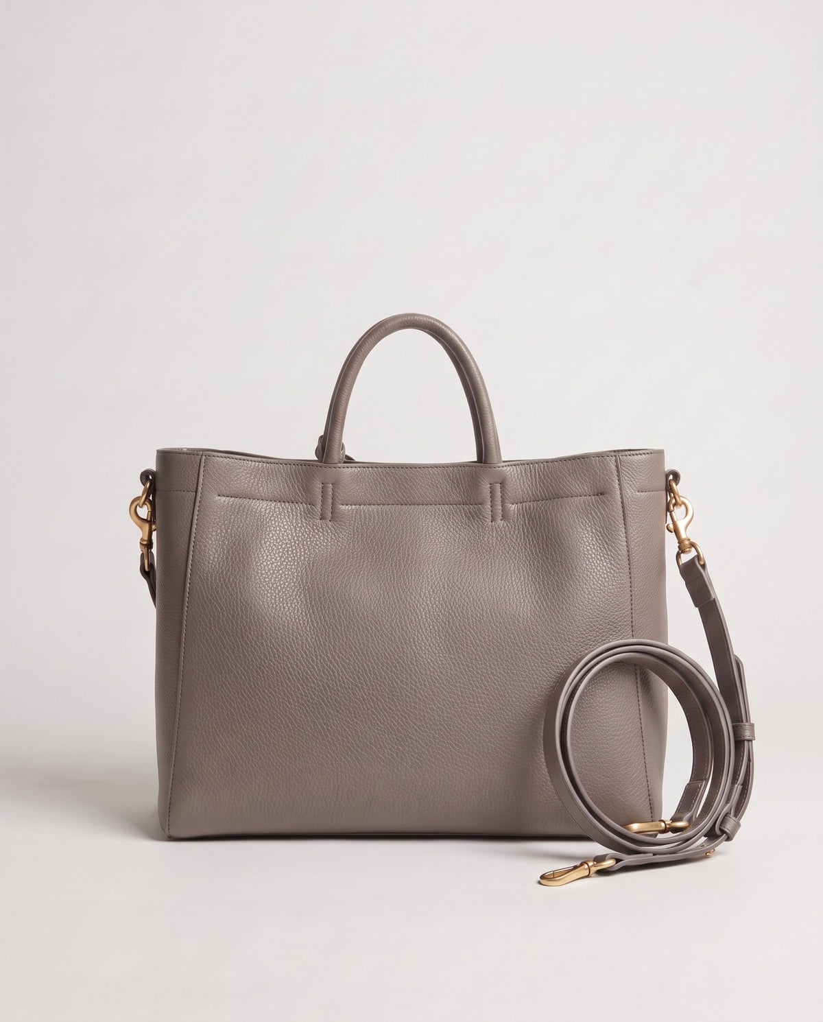 Torre Small leather tote in Grey – back view