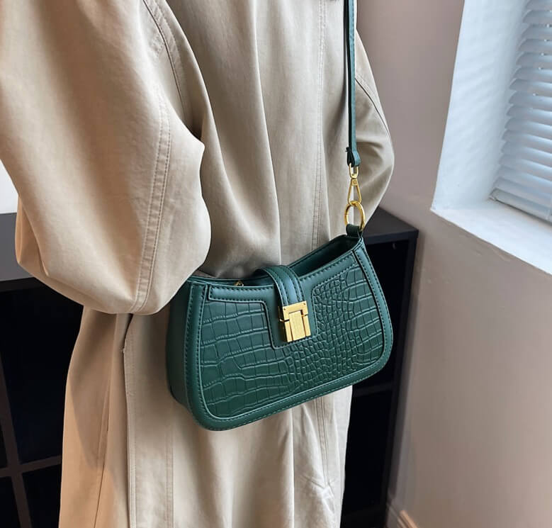 Leather green handbag