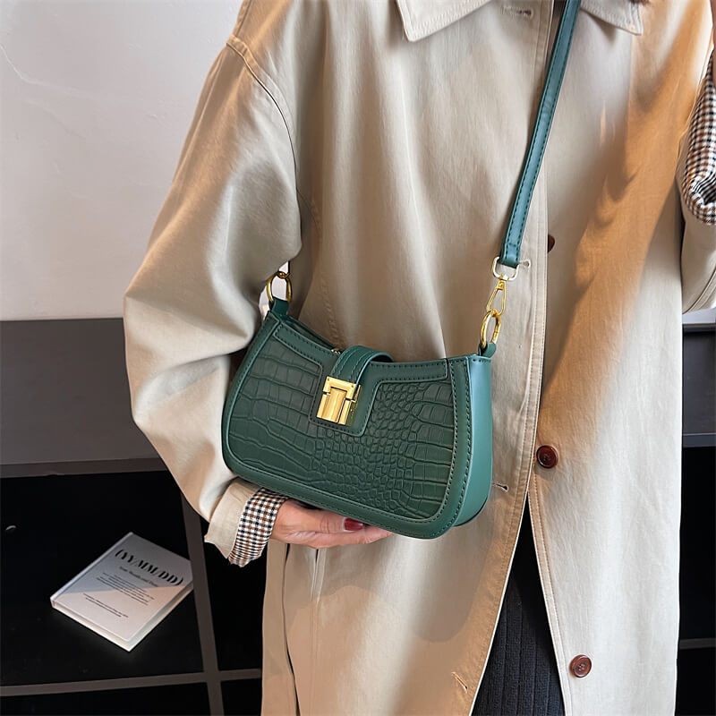 Leather green handbag