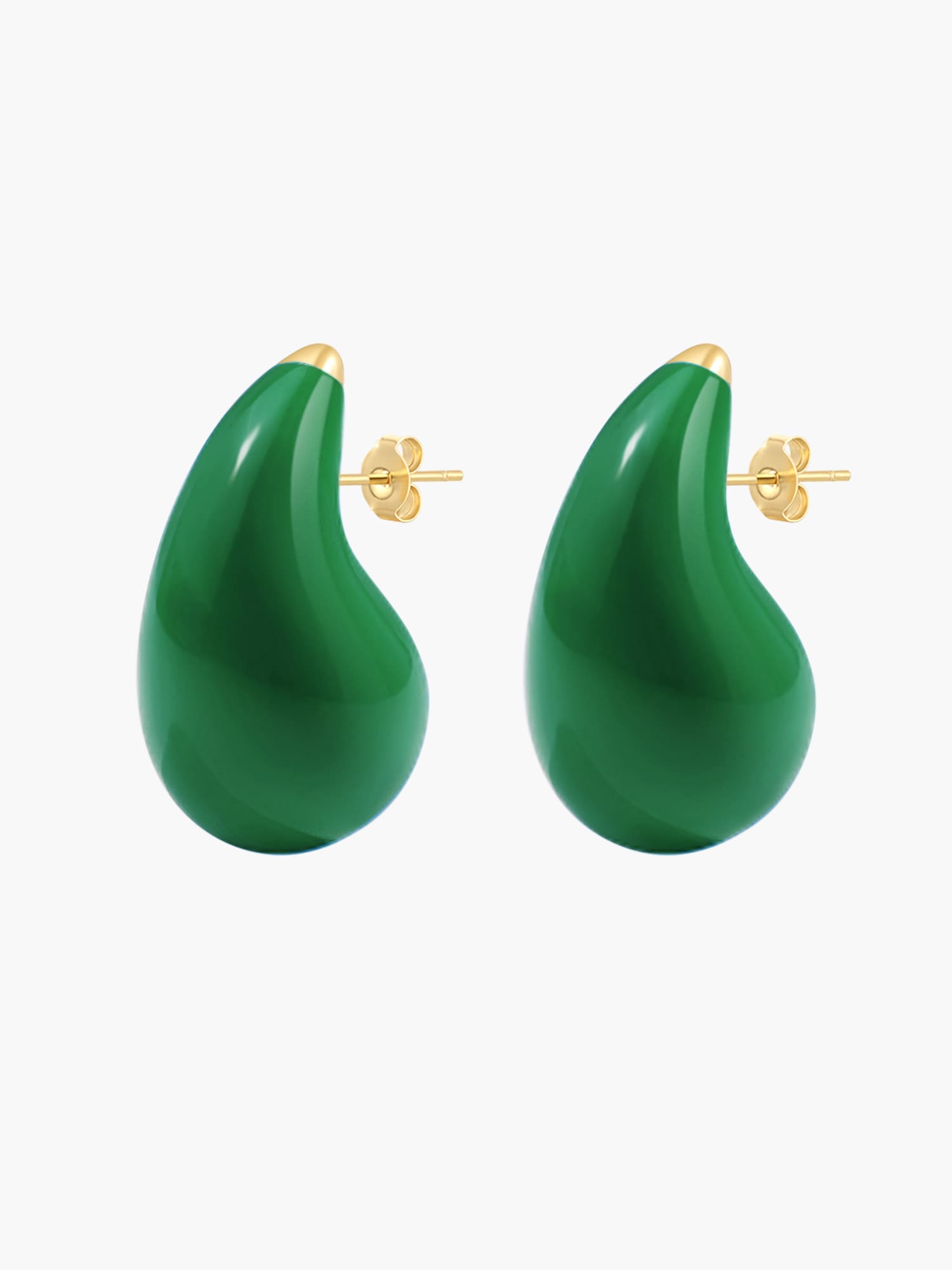 Green Enamel Drop Earrings