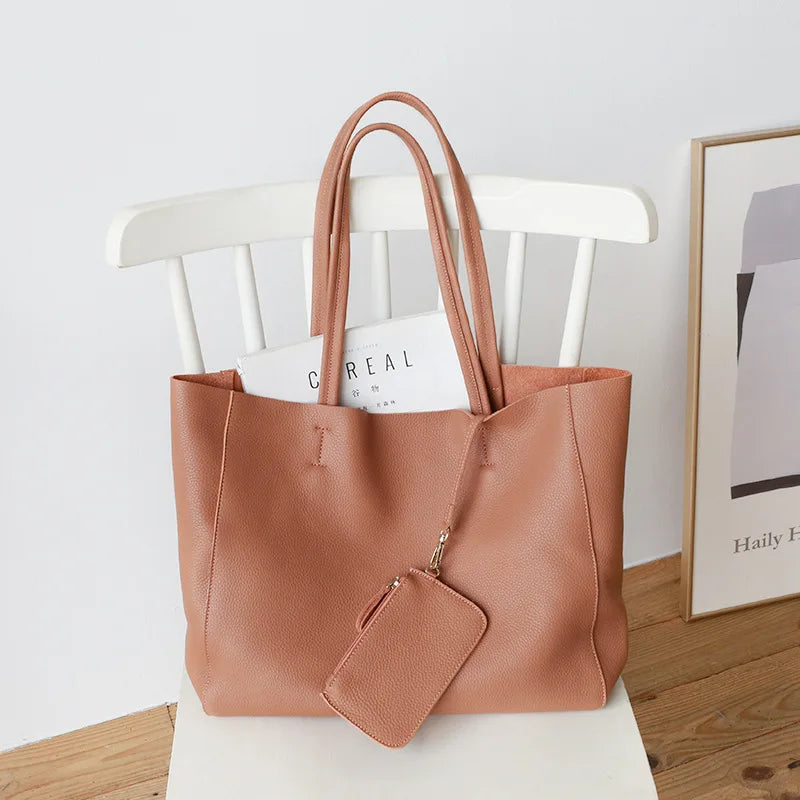 Valentina Perla Medium tote in Biscuit, side view