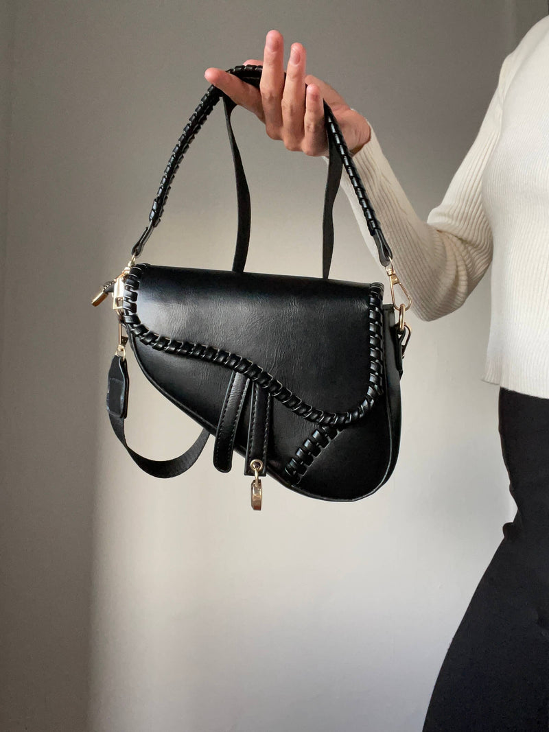 Black Saddle Bag From Valentina & Rose