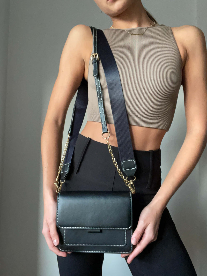 Black Handbag On Model