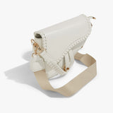 White Saddle Handbag With Strap