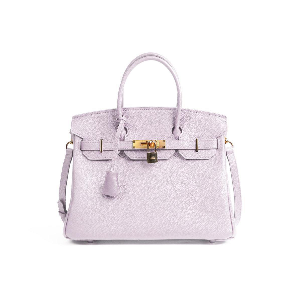 Purple handbag on a white background