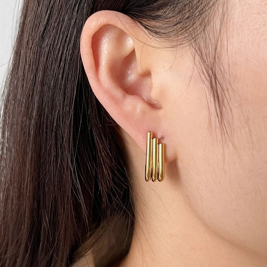 Geometric Triple J Shape Earrings
