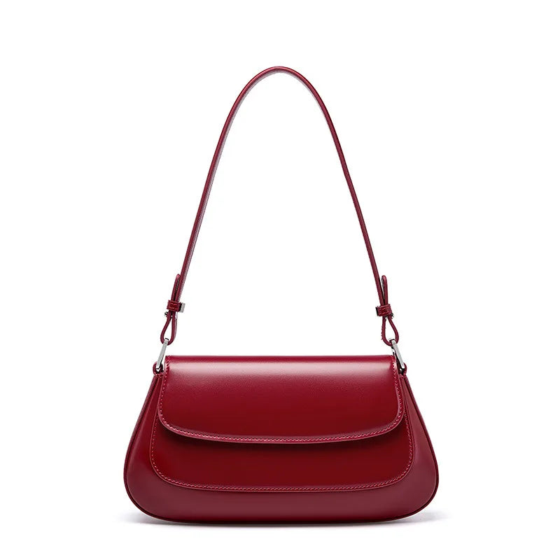Valentina Rue leather baguette shoulder bag in Bordeaux