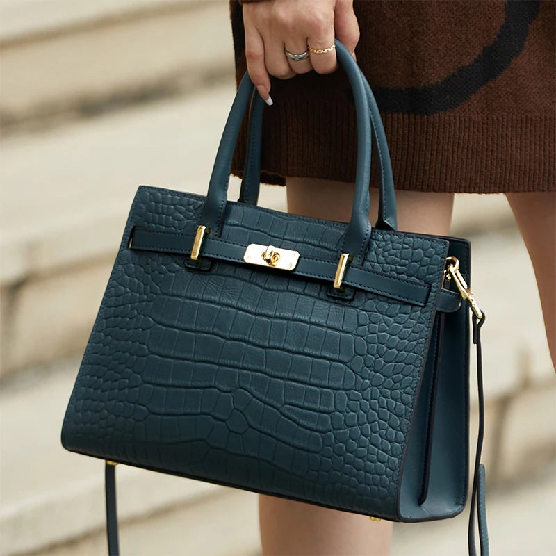 Valentina Sorrento top-handle bag in Denim, interior