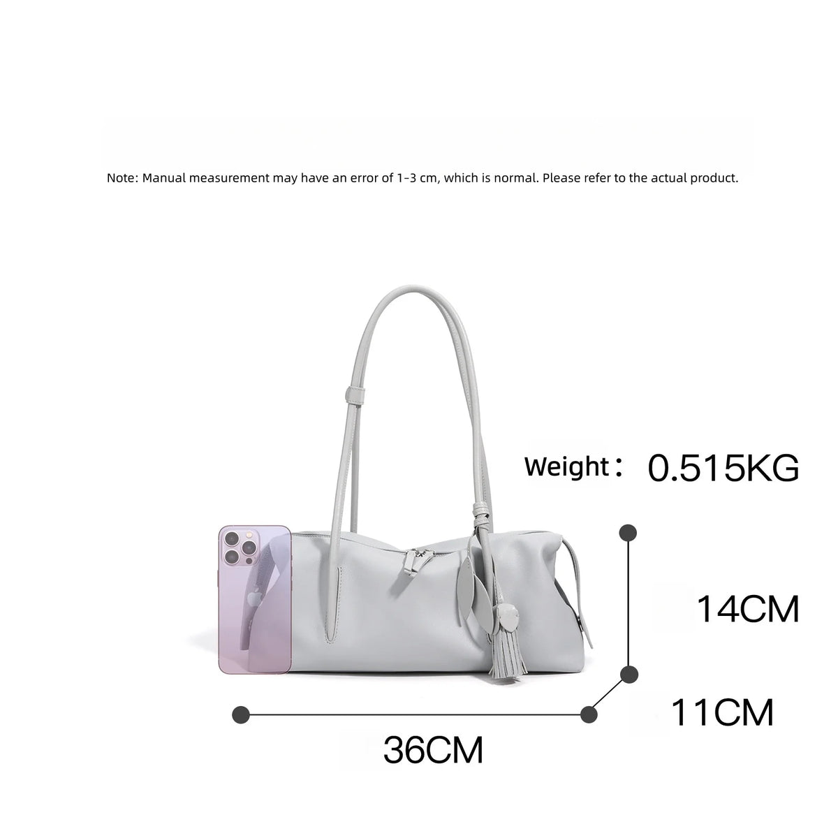 Valentina Sorte tote in Asphalt, back view