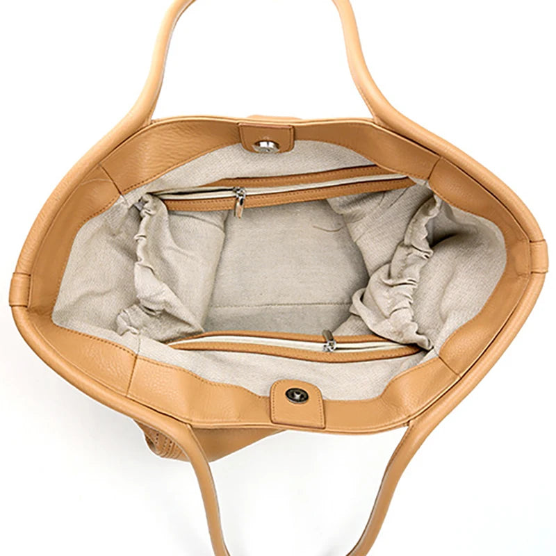 Valentina Prima tote in Nude, back view