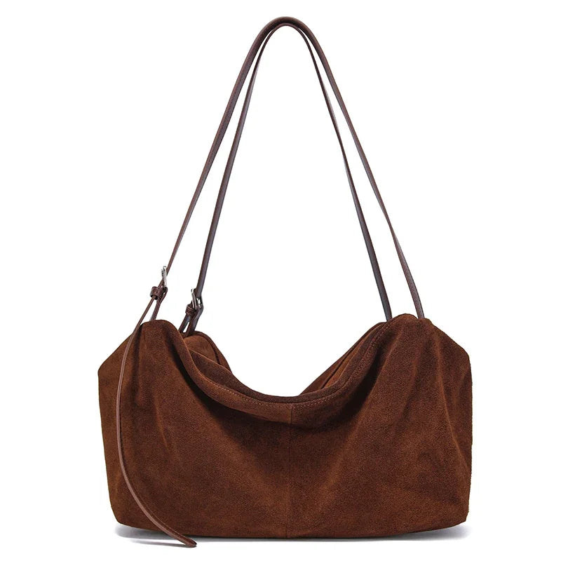 Valentina Slouch nubuck leather hobo bag in Espresso