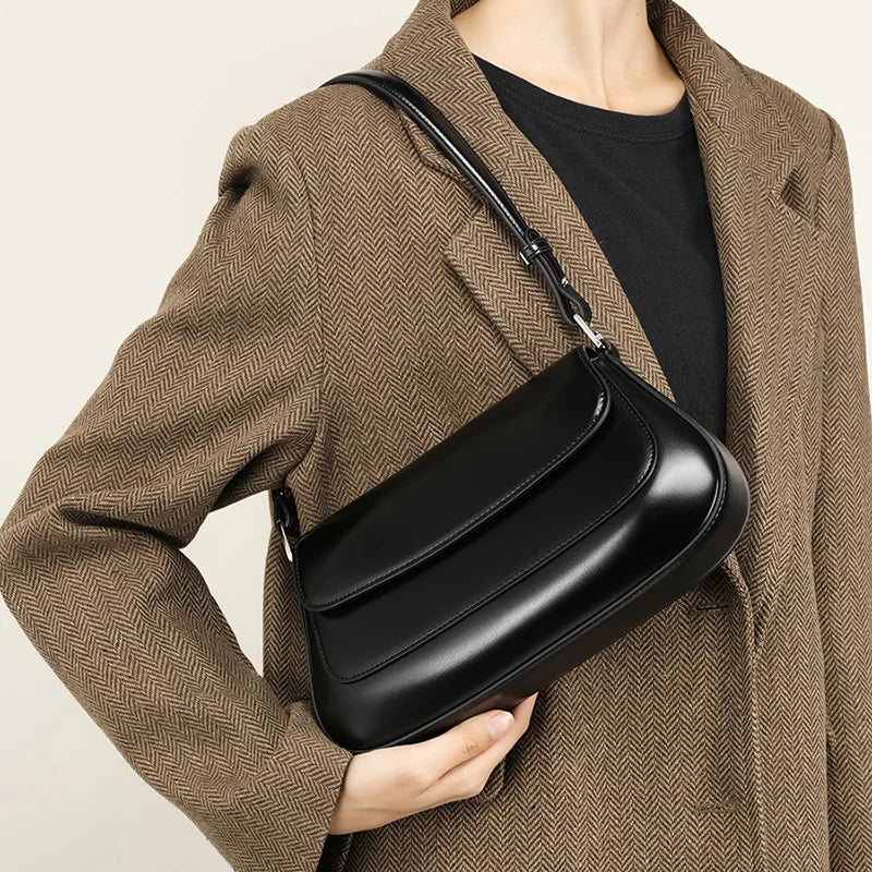 Valentina Rue leather baguette shoulder bag