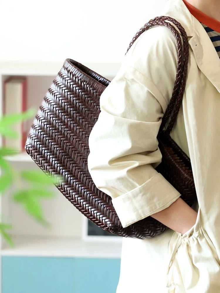 Valentina Alghero tote in Brown, interior