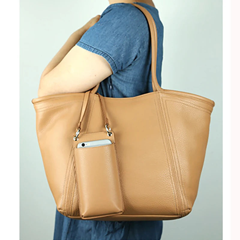 Valentina Prima tote in Nude, front view