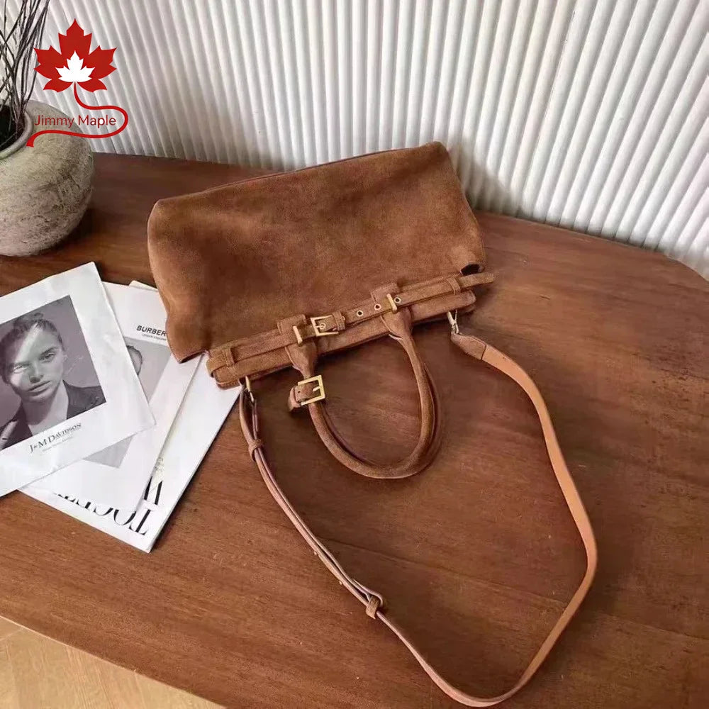 Valentina Spello top-handle bag in Coffee, side view