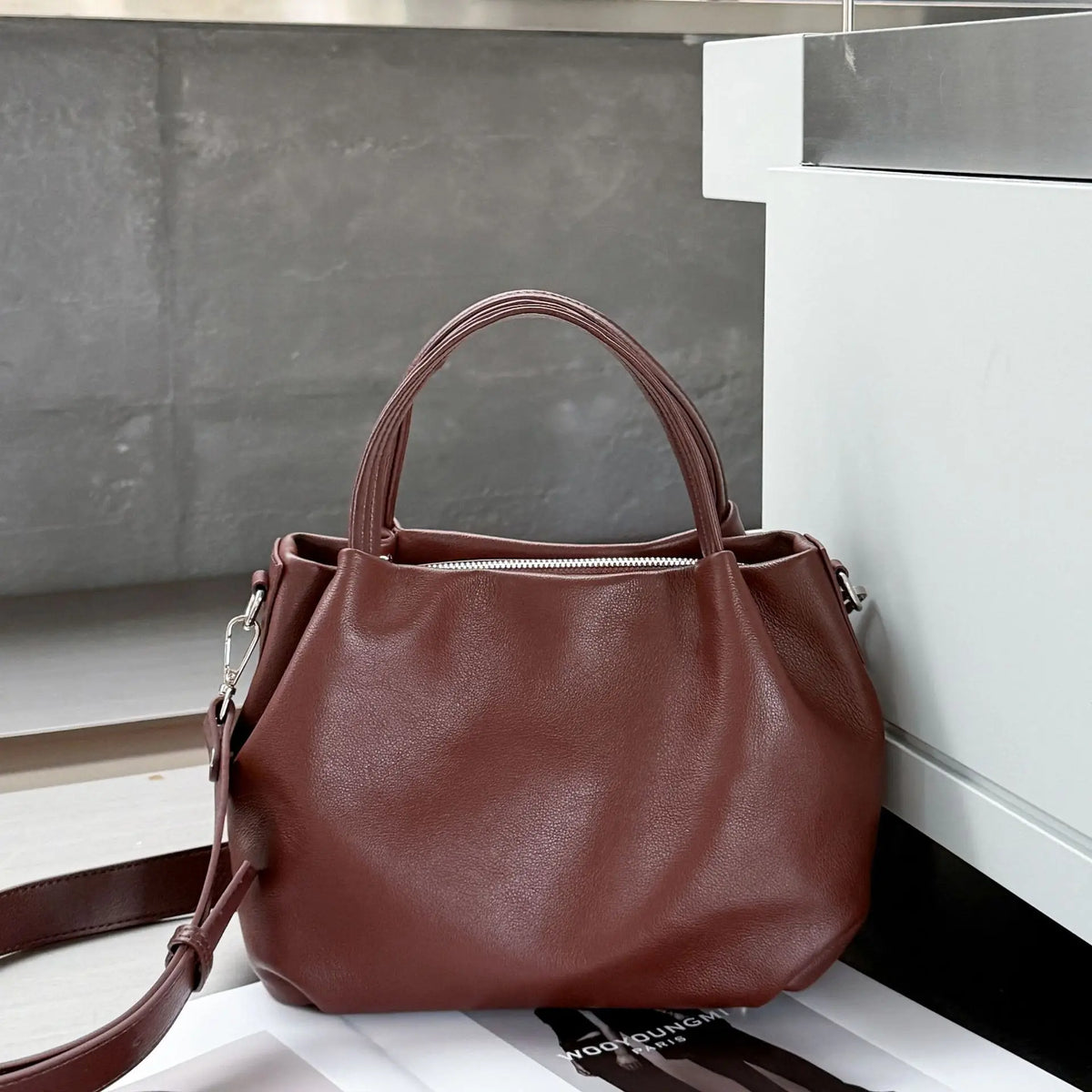 Valentina Tufo bucket bag in Chocolate