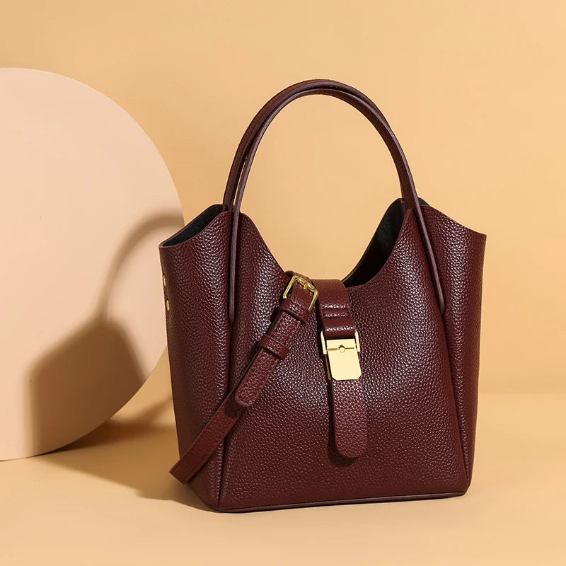 Valentina Muschio tote in Khaki, side view