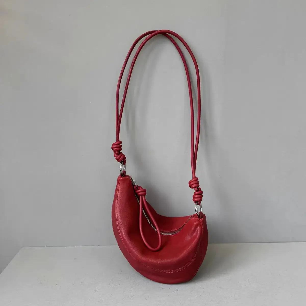 Valentina Bruma crescent bag in Wine red