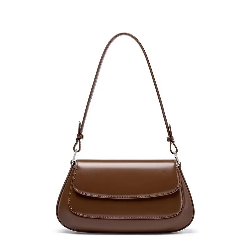 Valentina Rue leather baguette shoulder bag in Espresso