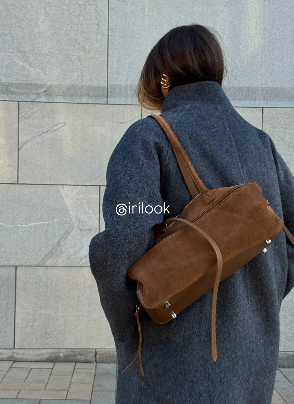 Valentina Linea east west suede shoulder bag