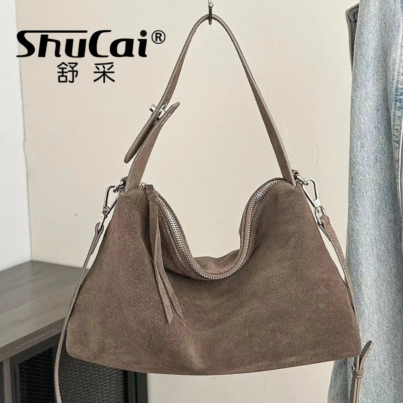 Valentina Calma tote in Dark Brown, side view