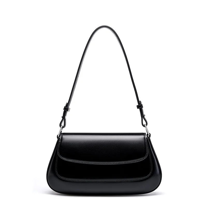 Valentina Rue leather baguette shoulder bag in Black