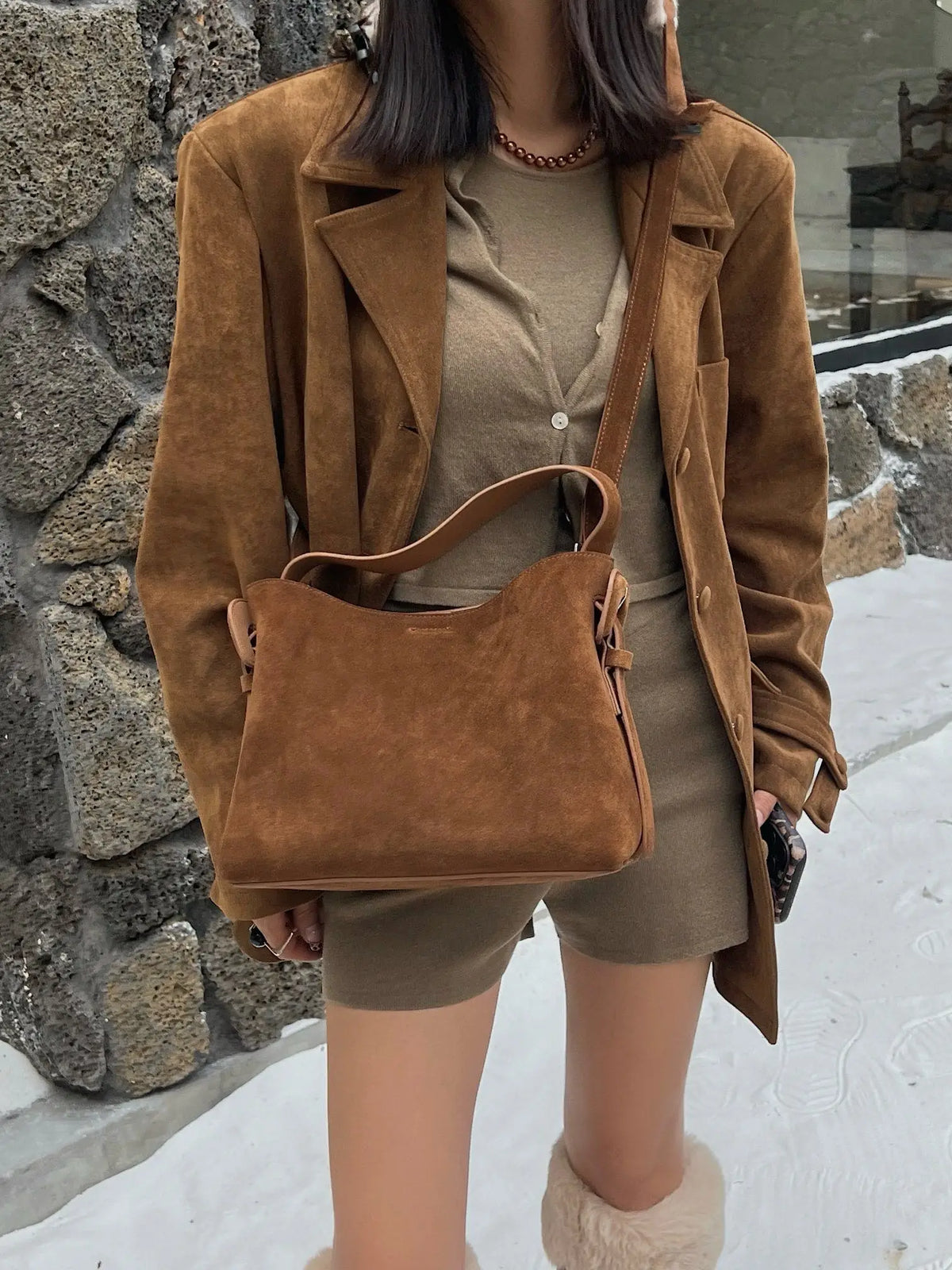 Valentina Duomo hobo in Scarlet, worn