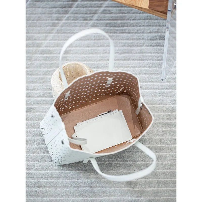 Valentina Urbino Large tote in White, worn