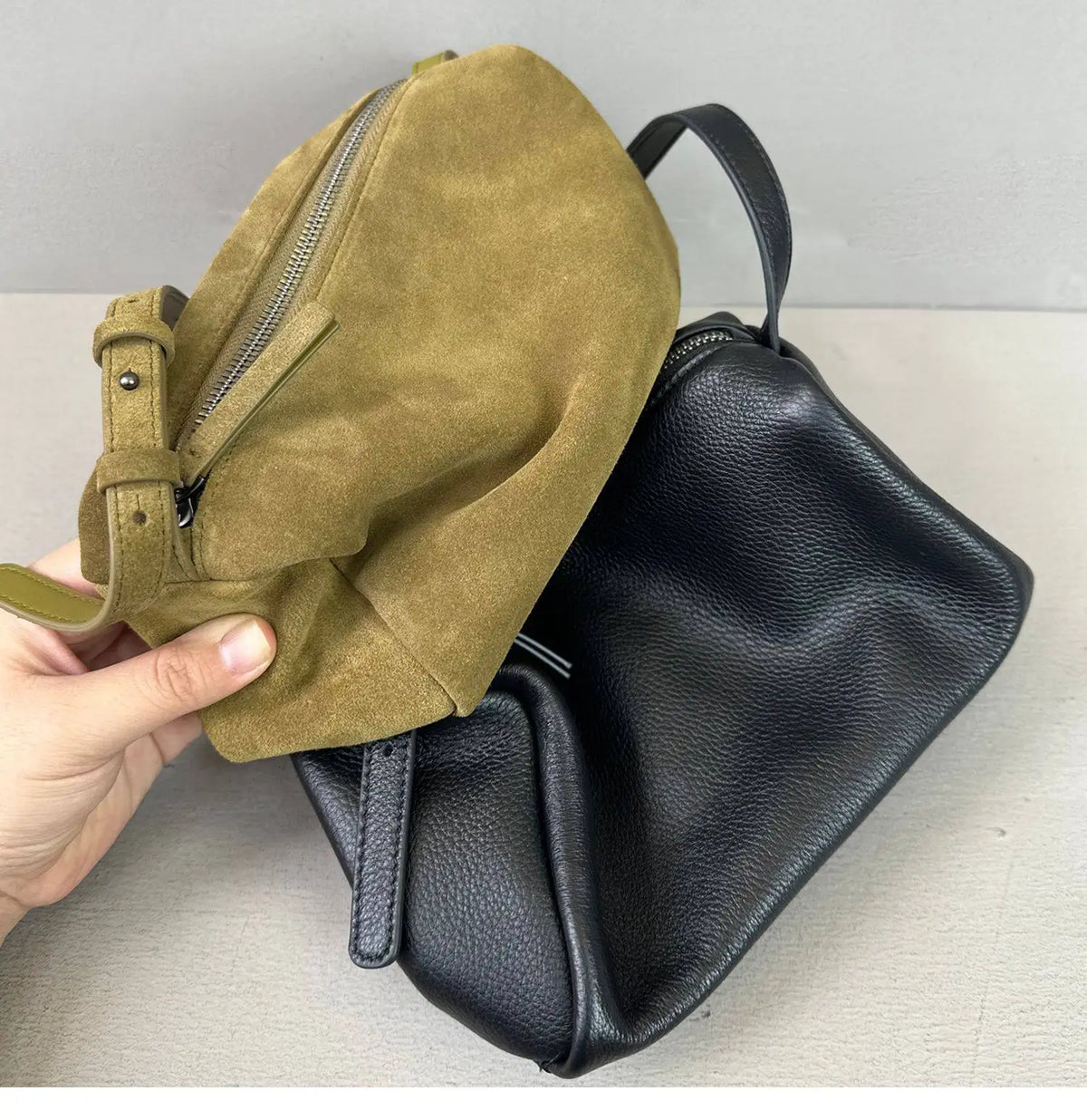 Valentina Brera crossbody bag in Beige, worn