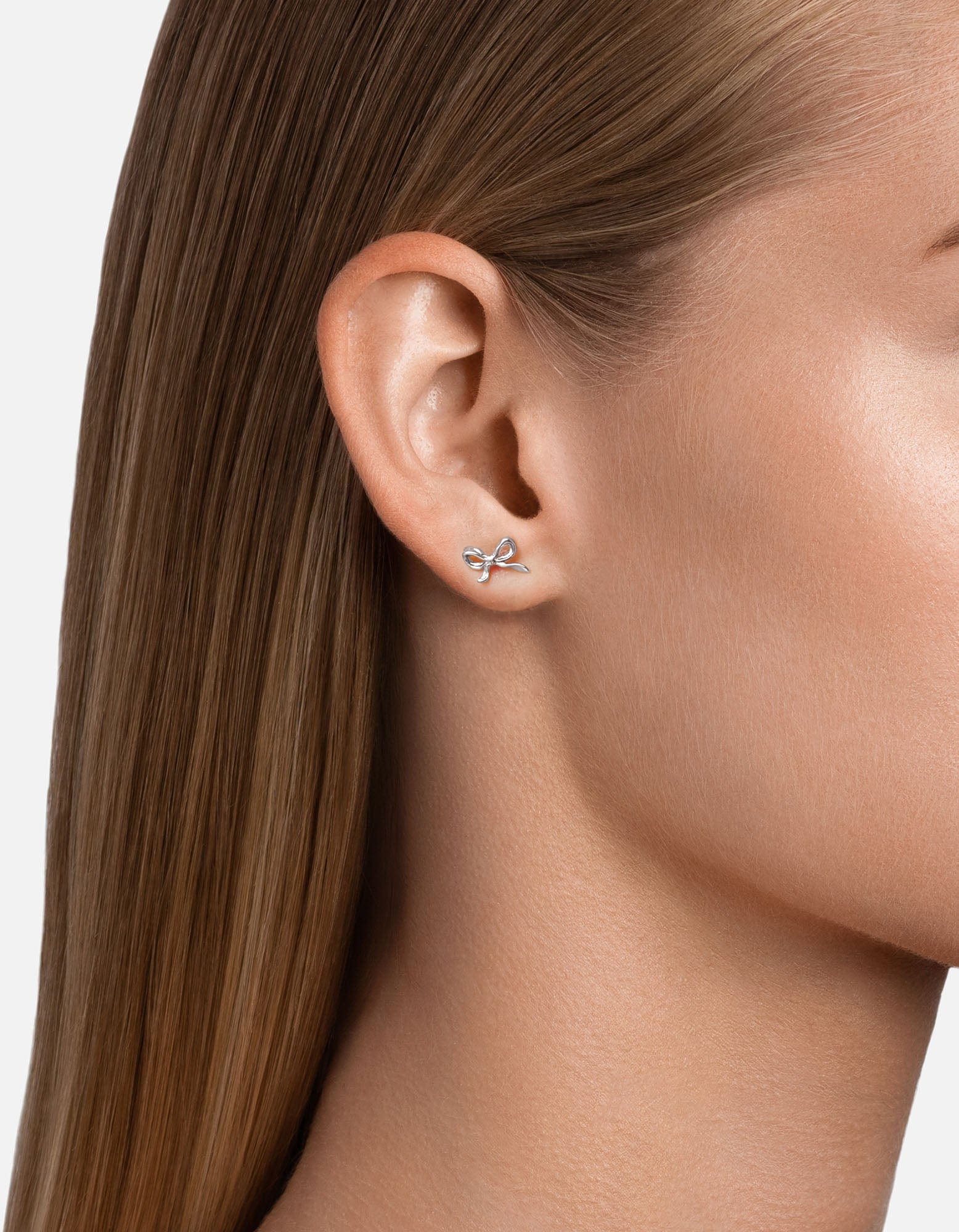 Silver Bow Peep Studs On Model