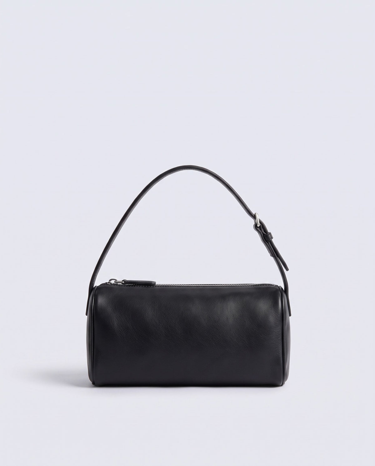 Alba barrel shoulder bag in Black leather – front view