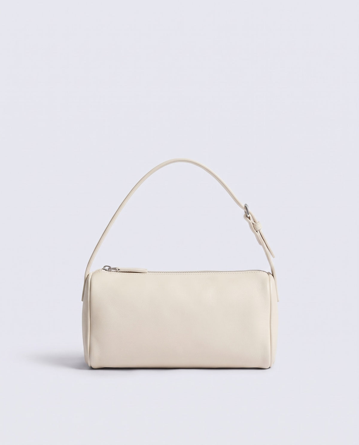 Alba barrel shoulder bag in Ivory leather – front view