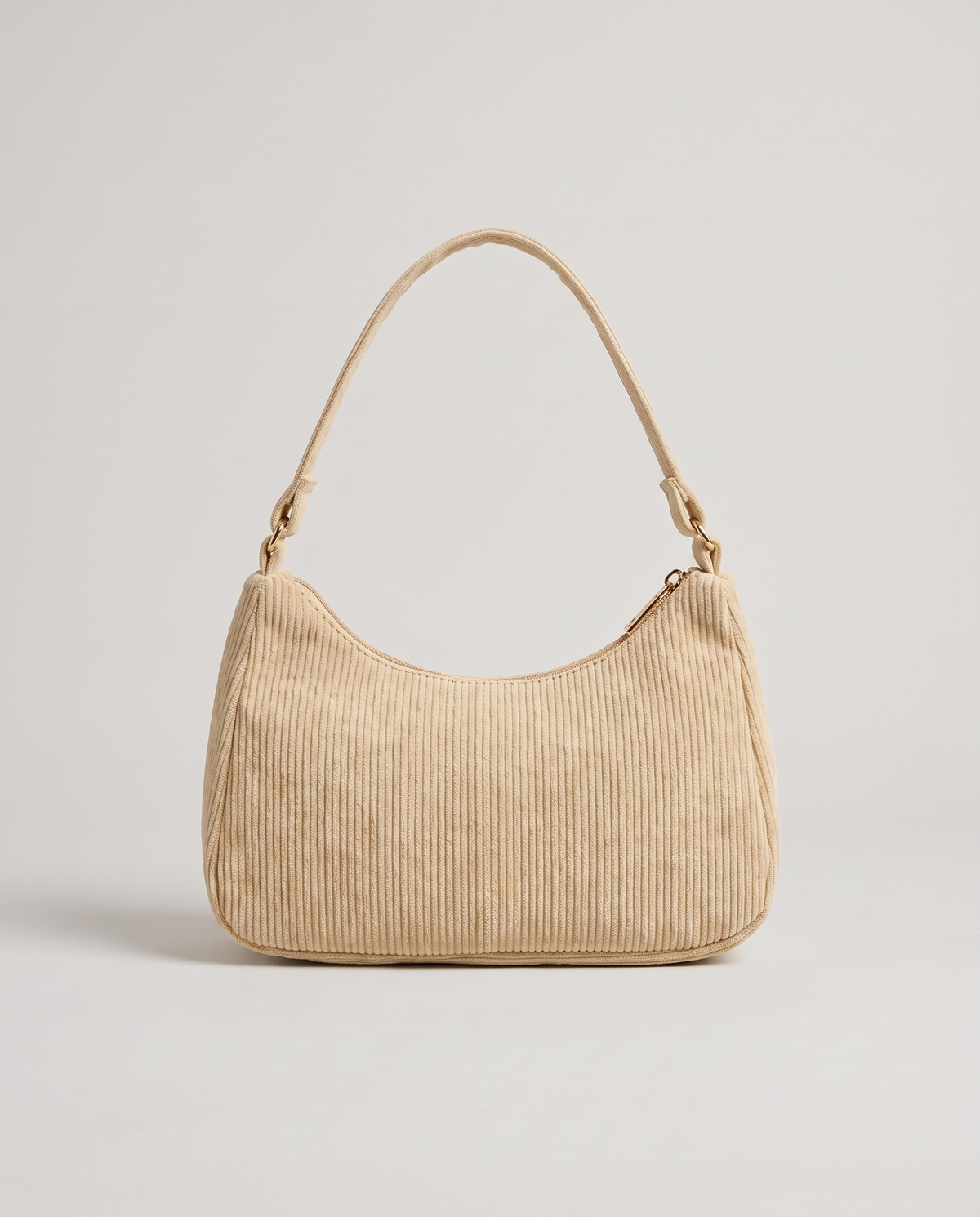 Aura corduroy shoulder bag in Beige – back view