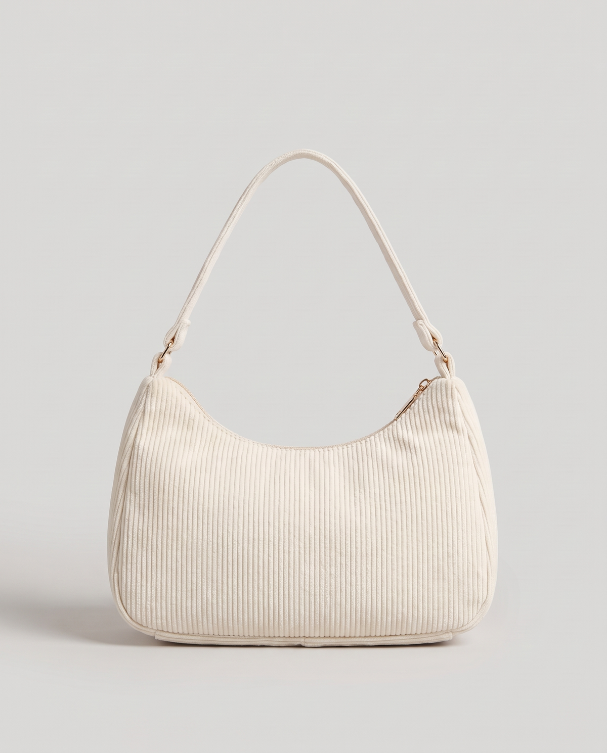 Aura corduroy shoulder bag in White – back view