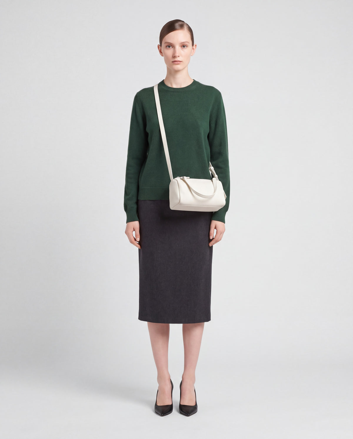 Brera bag in White – worn by model, full length