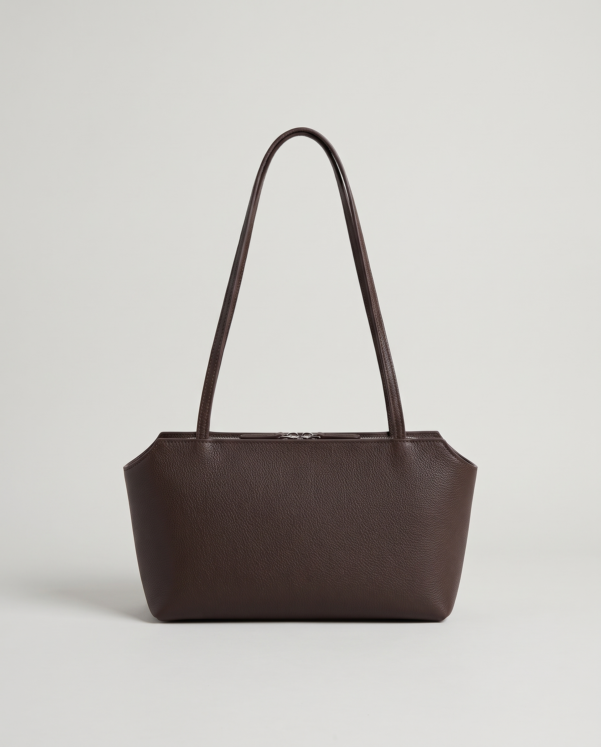 Capri leather shoulder bag in espresso, front view